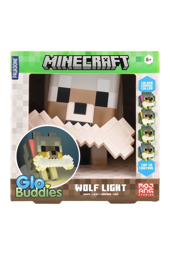Minecraft Wolf Light, 5.6in 3D Color Changing Lamp, Officially Licensed Gift by Paladone