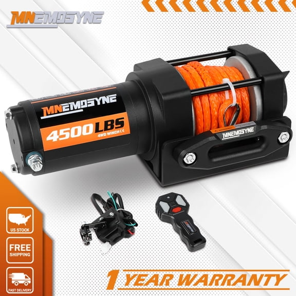 MNEMOSYNE 4500 lb 12V Electric Winch Synthetic Rope, Wireless Remote for ATV UTV Off-Road Recovery