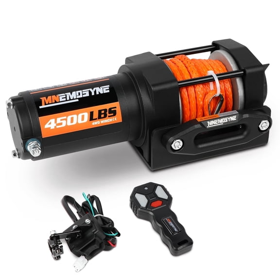 MNEMOSYNE 4500 lb 12V Electric Winch – Synthetic Rope, Wireless Remote – for ATV UTV Off-Road Recovery