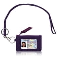 thumbnail image 1 of MNF Collections Lanyard with Wallet for Women - Zip ID Case with Lanyard for Cash, Cards, Coin - Durable Card Holder Keychain with Zippers - Quillted Cotton Elder Berry, 1 of 5