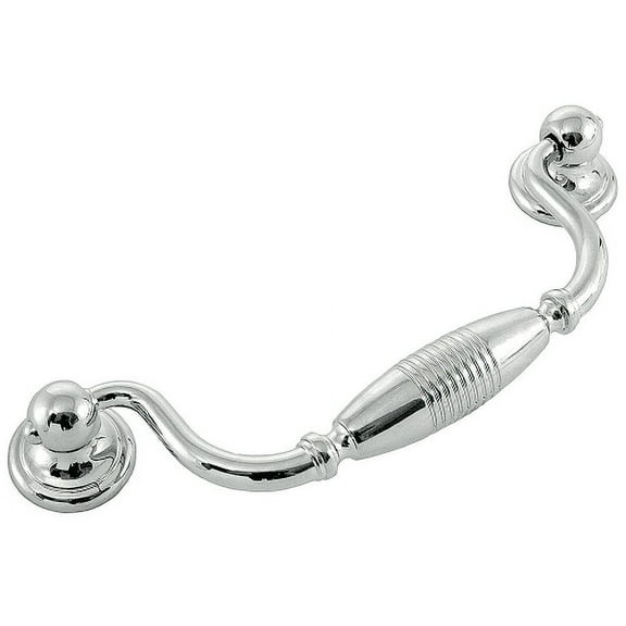 MNG 15915 5" Striped Drop Pull - Polished Chrome