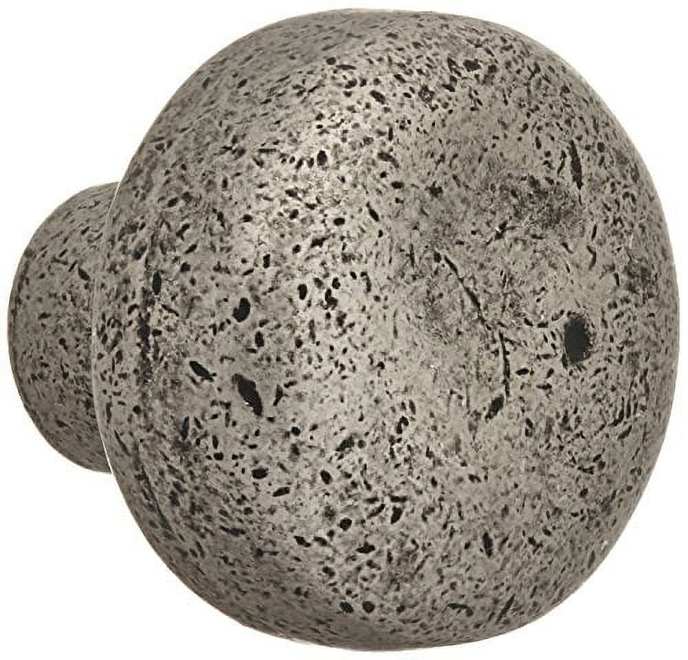 Distressed Pewter Round Metal Cabinet Knob with Mounting Hardware