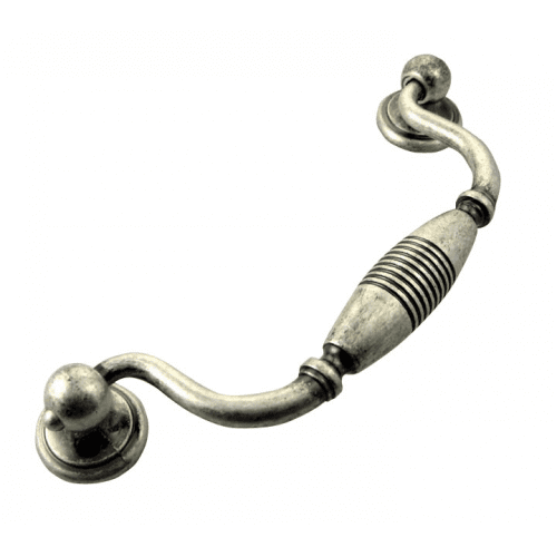 MNG 15911 5" Striped Drop Pull - Distressed Silver Antique