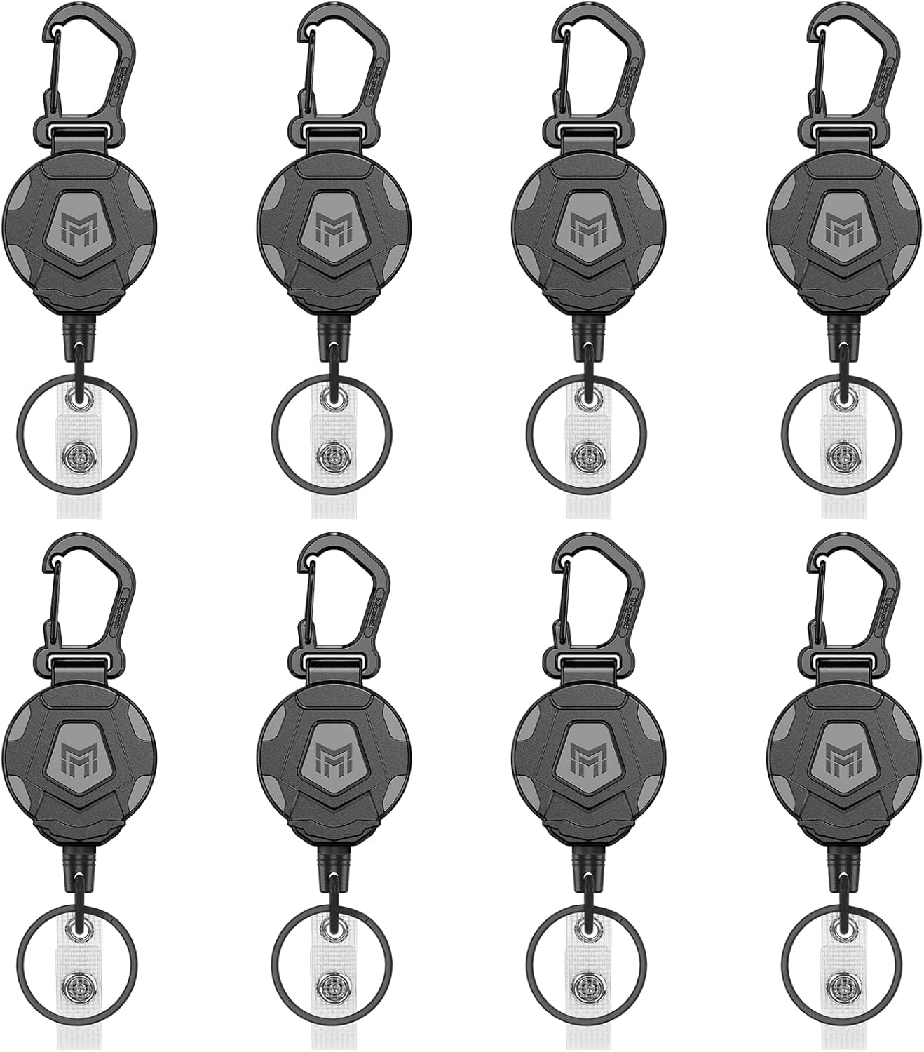 MNGARISTA 2-Pack Retractable Keychain, Heavy Duty Carabiner Badge Holder, Tactical ID Badge Reel Key Chain with 31.5” Steel Retractable Cord, 8.0 oz