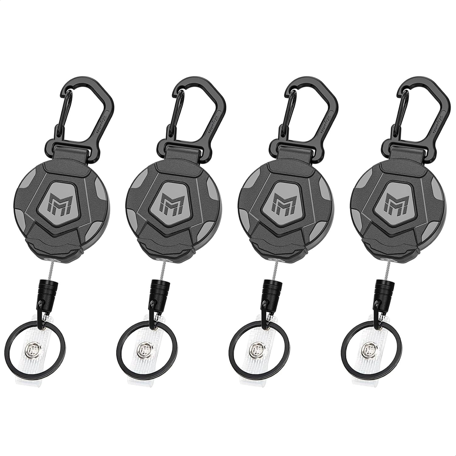 MNGARISTA 2-Pack Retractable Keychain, Heavy Duty Carabiner Badge Holder, Tactical ID Badge Reel Key Chain with 31.5” Steel Retractable Cord, 8.0 oz