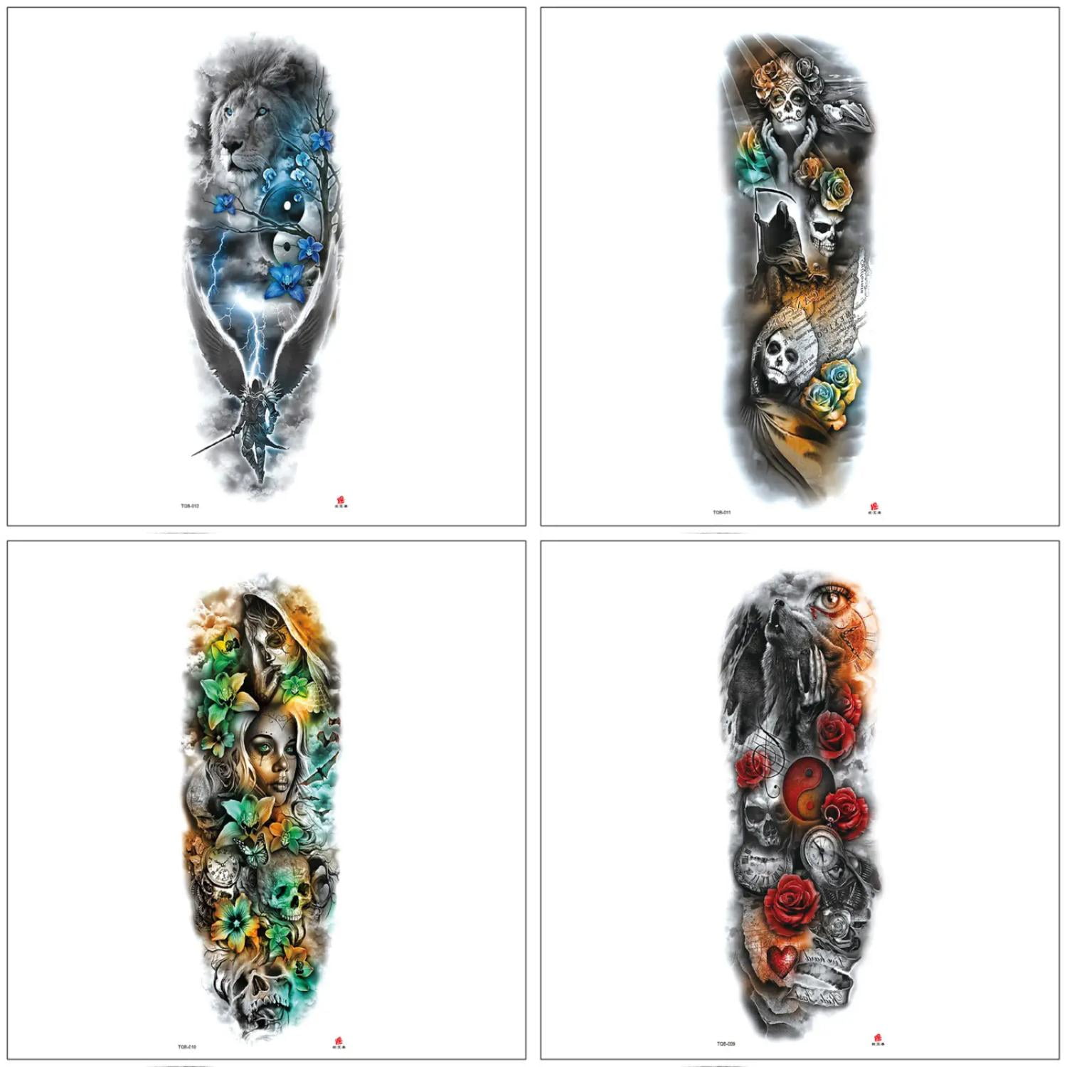 MNGQNJ Temporary Tattoo Sticker - Full Arm Coverage for Cool Body Art ...