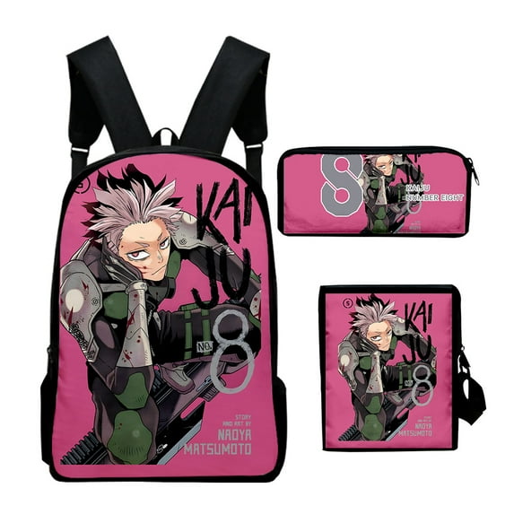MNHFKGP Anime Kaiju No. 8 3D print Oxford Cloth Shoulder Backpack Multi Zipper 3 Pieces Sets PackStudent School Bag