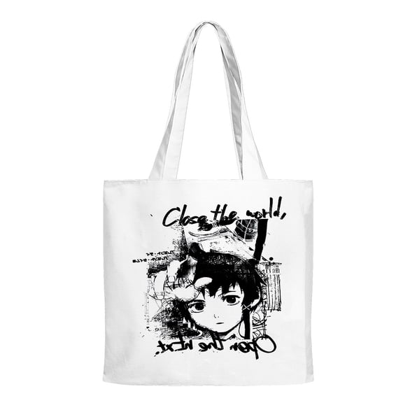 MNHFKGP Anime Serial Experiments Lain 3D Print Shopping Bags Reusable Shoulder Casual Shopper Bags