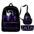 thumbnail image 1 of MNHFKGP Anime Serial Experiments Lain 3D print Oxford Cloth Shoulder Backpack Multi Zipper 3 Pieces Sets PackStudent Bag, 1 of 2
