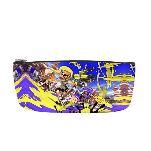 MNHFKGP Splatoon 3D Print Pencil Bag Storage Bag Simple Plaid Pencil Case