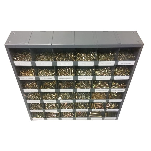 MNM Bolt Kits 2,510 pc Grade 8 Fine Thread Nut Bolt & Washer Assortment with Metal Bolt Bin