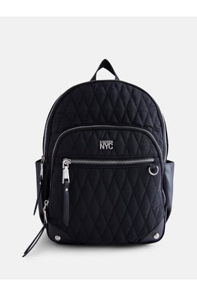 Women's Quilted Mini Backpack, Black