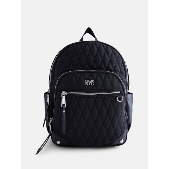 Madden NYC Women's Quilted Mini Backpack, Black