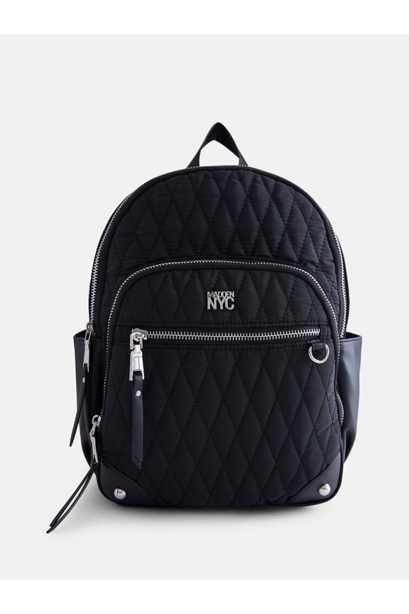 Women's Quilted Mini Backpack, Black