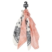 Madden NYC Women's Bandana Tie Scrunchie, 2-Pack, Ivory/Blush