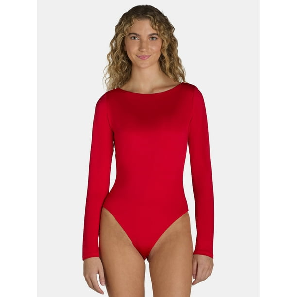 Madden NYC Women s Boatneck Bodysuit with Long Sleeves Sizes XS XXL Walmart Business Supplies