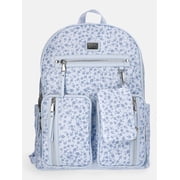 MNYC Women's Double Pocket Dome Backpack Blue Floral