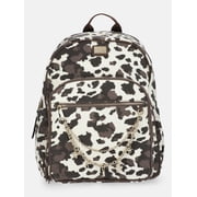 Women's Dome Backpack with Charm Chain Accent, Cow Print