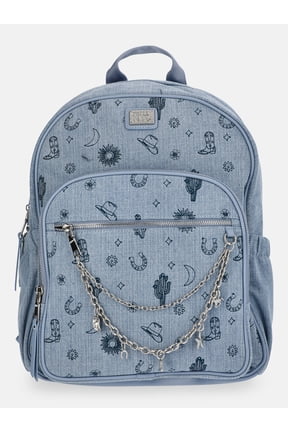 MNYC Women's Chain Pocket Dome Backpack Western Denim