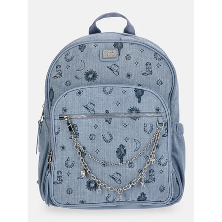 Madden NYC MNYC Women's Chain Pocket Dome Backpack Western Denim