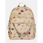 Women's Dome Backpack with Charm Chain Accent, Khaki Food