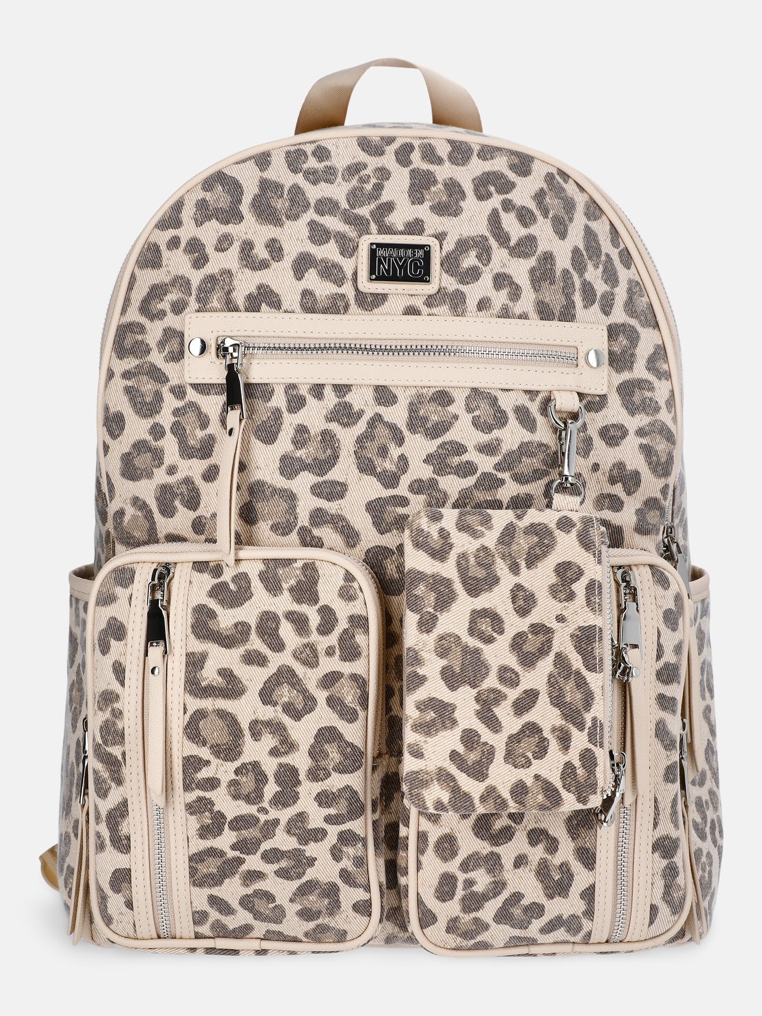 MNYC Women's Double Pocket Dome Backpack Leopard