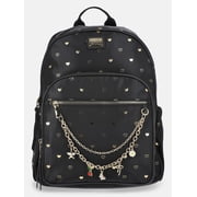 MNYC Womens Chain Pocket Dome Backpack Black Metallic