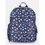 Madden NYC Womens Dome Backpack with Chain Accent, Navy Daisy