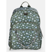 MNYC Women's Chain Pocket Dome Backpack Green Butterfly