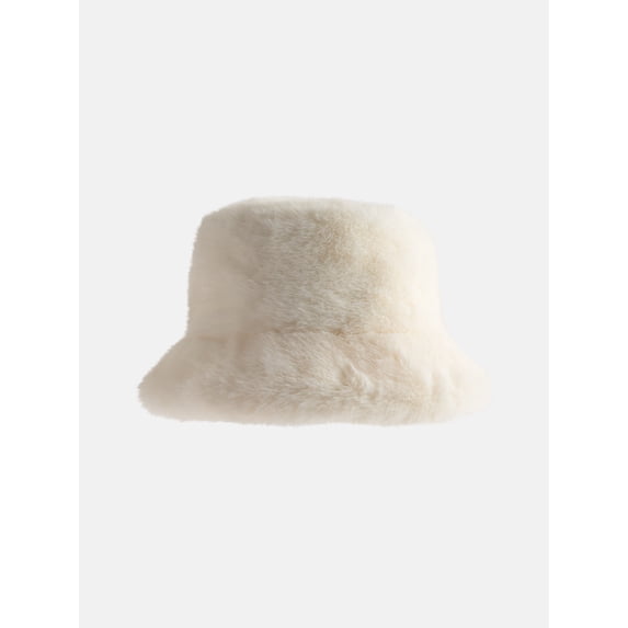 Madden NYC Women's Faux Fur Bucket Hat, Ivory