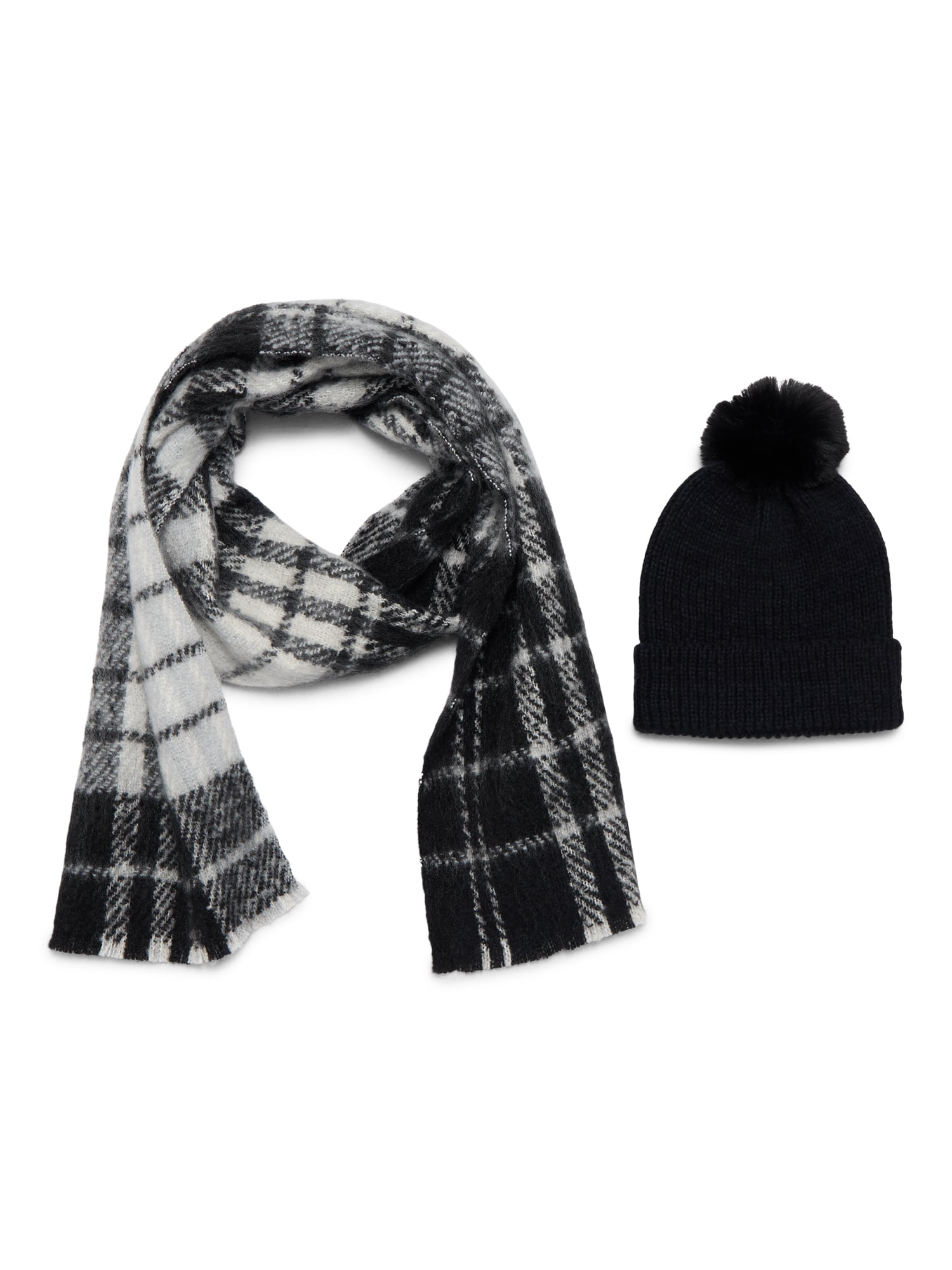 Madden NYC Women's Beanie Hat and Scarf Gift Set, 2-Piece, Black