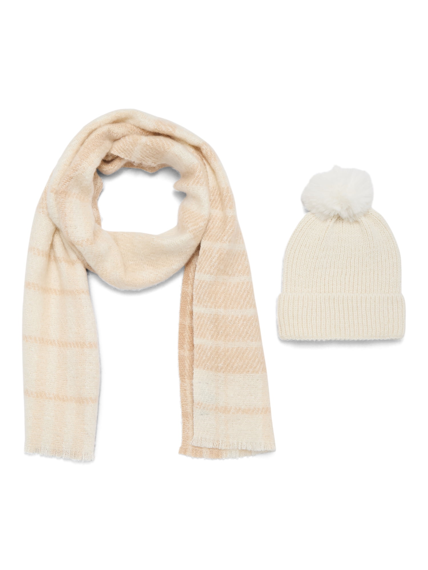 Walmart Deal of Madden NYC Women's Beanie Hat and Scarf Gift Set, 2-Piece, Ivory