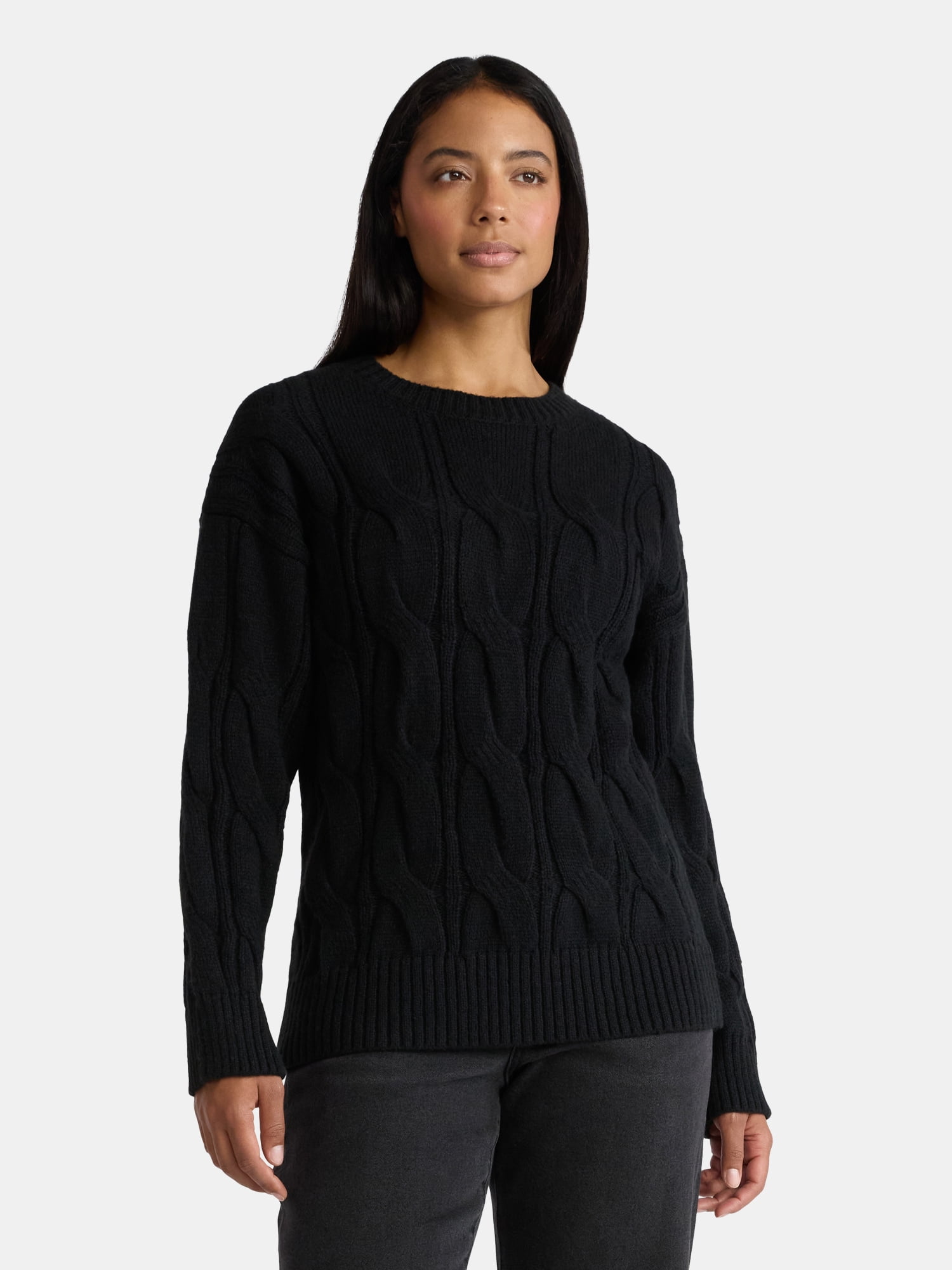 Madden NYC Women's Cable Knit Sweater, Midweight, Sizes XXS-XXL
