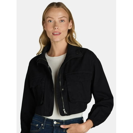 Madden NYC Women's Cropped Jacket With Zipper, Sizes XXS-XXL