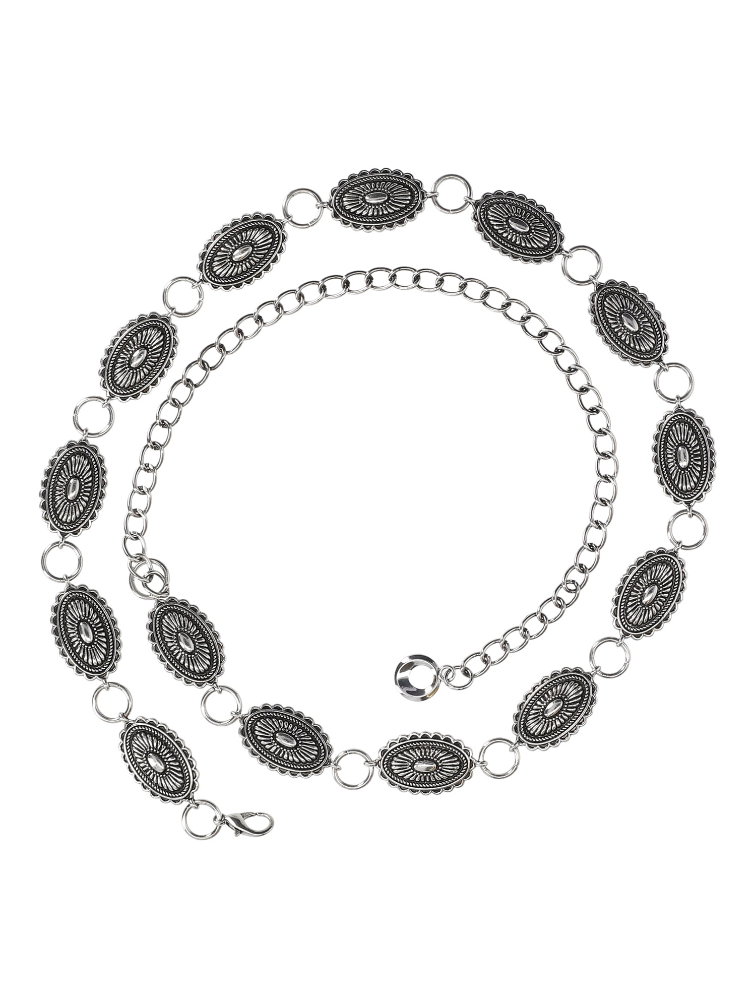 Madden NYC Women's Chain Belt, Silver, Sizes S/M-2X/3X