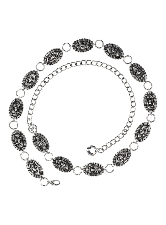 Women's Chain Belt, Silver, Sizes S/M-2X/3X