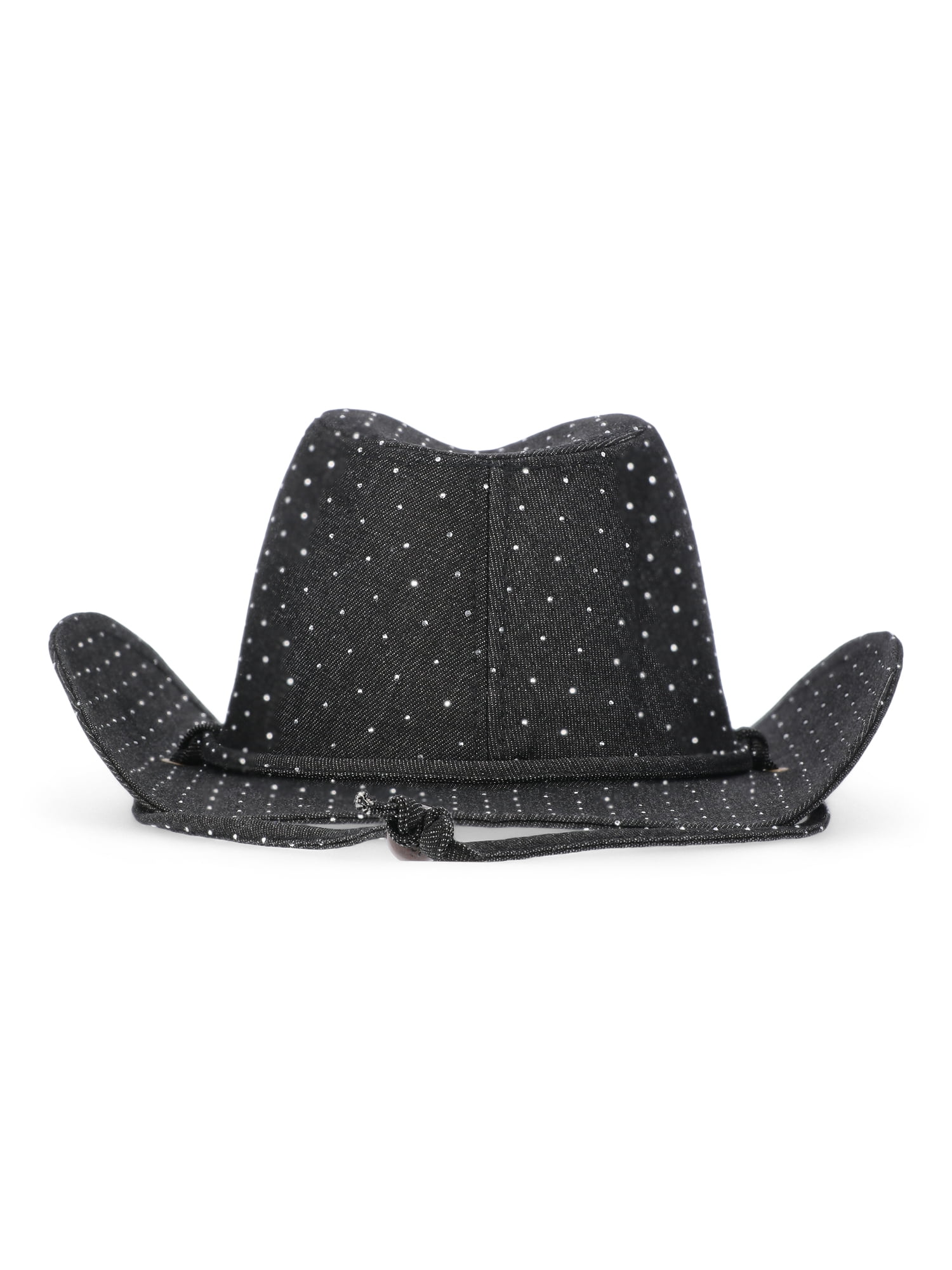 Women's Rhinestone Studded Denim Cowgirl Hat, Black