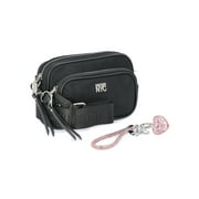 MADDEN NYC Women's Nylon Camera Handbag with Charm Keychain, Black Nylon