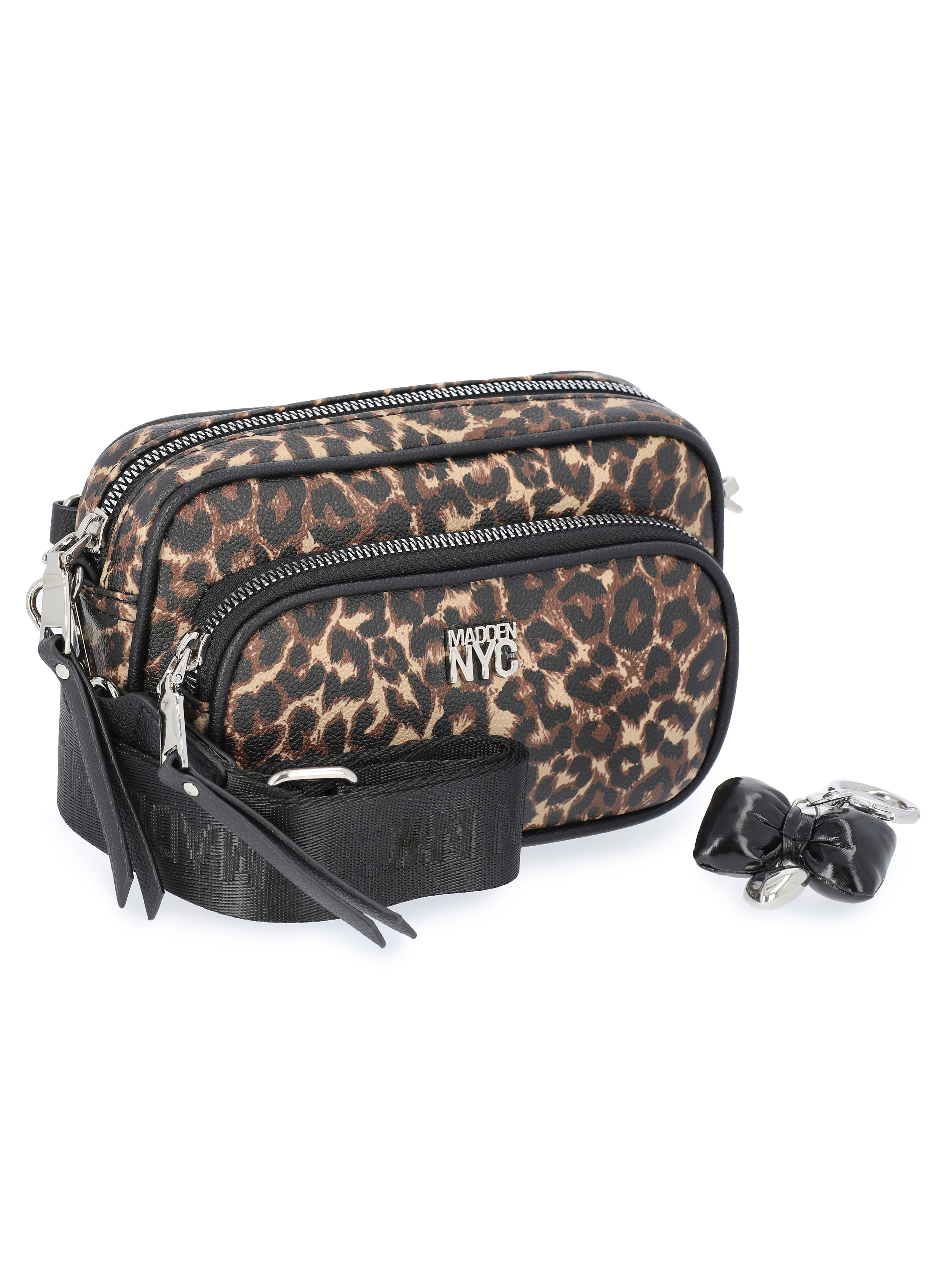 Madden NYC Women's Faux Leather Camera Handbag with Charm Keychain