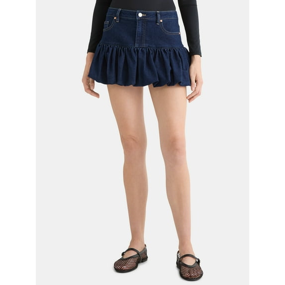 Madden NYC Denim Bubble Skirt,Womens