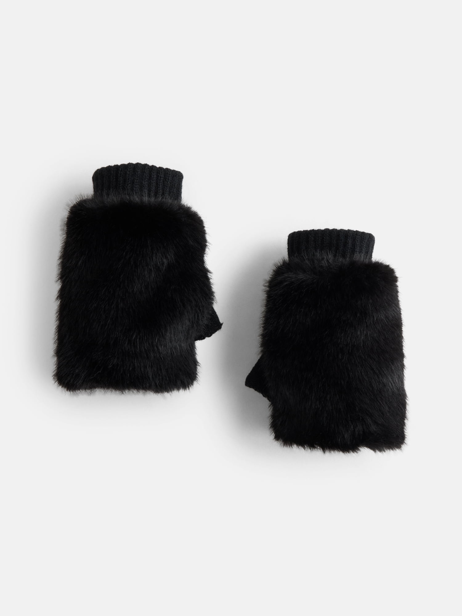 MNYC Women's Faux Fur Gloves, Black