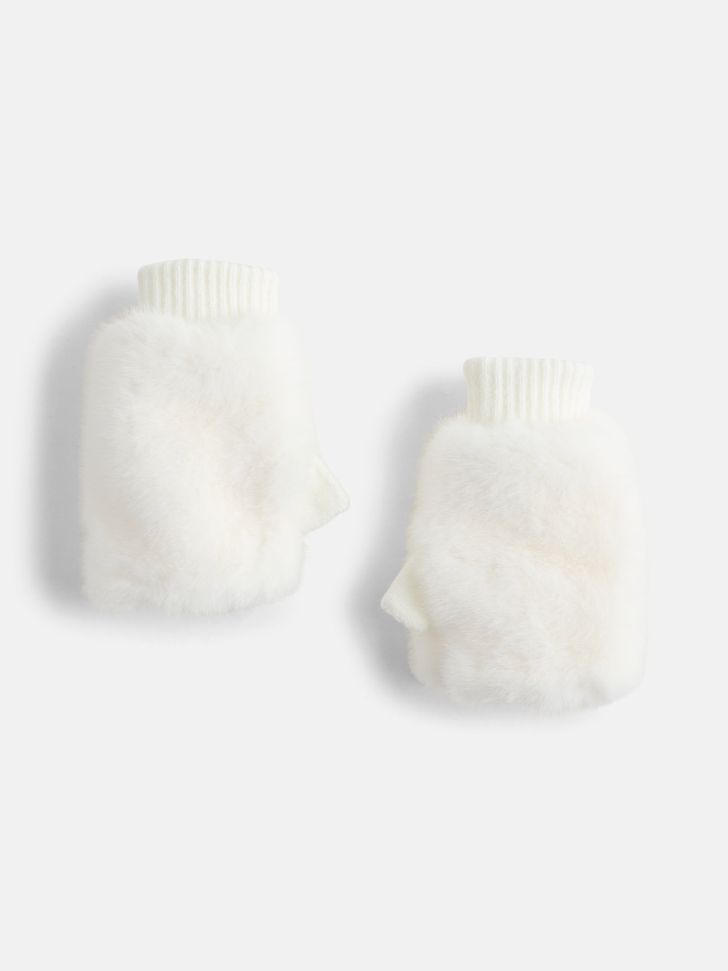 MNYC Women's Faux Fur Gloves, Ivory