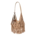 thumbnail image 1 of Madden NYC Women's Fringe Hobo Bag, Khaki, 1 of 6