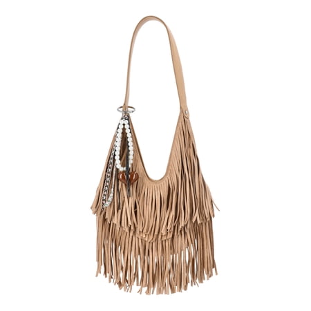Madden NYC Women's Fringe Hobo Bag, Khaki