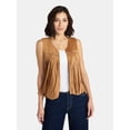thumbnail image 1 of Madden NYC Women's Faux Suede Studded Fringe Vest, Khaki, Sizes S to XL, 1 of 5