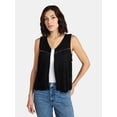 thumbnail image 1 of Madden NYC Women's Black Faux Suede Fringe Studded Vest, Sizes S-XL, 1 of 5