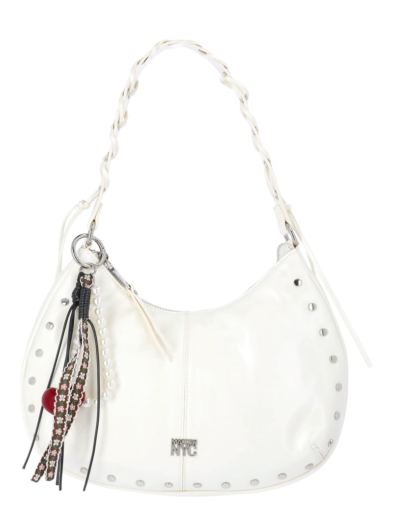 Madden NYC Women's Half Moon Stud Shoulder Bag, White - Walmart.com
