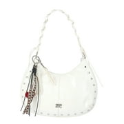 Women's Half Moon Stud Shoulder Bag, White