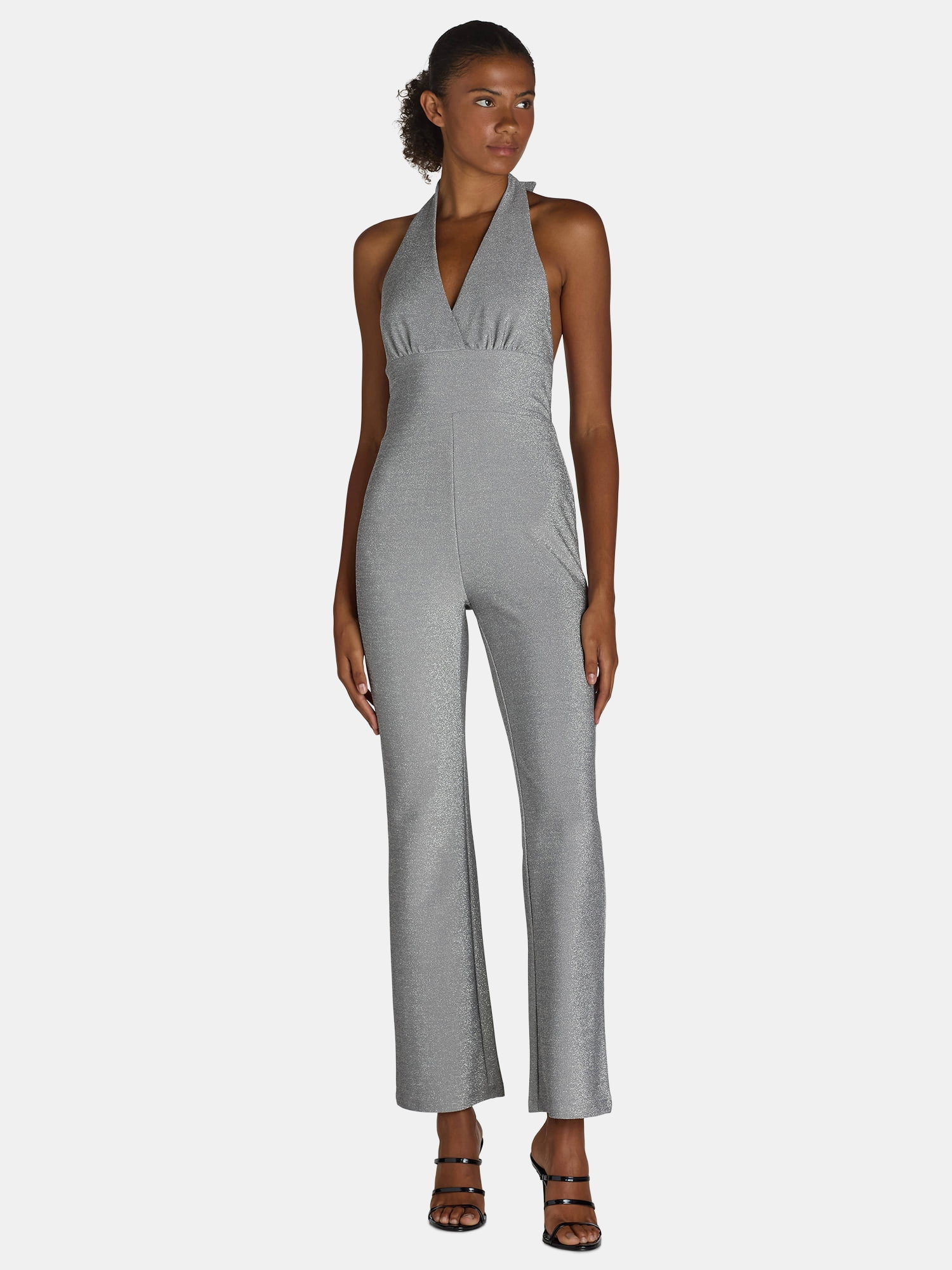 Madden NYC Women’s and Women’s Plus Metallic Halter Jumpsuit, Sizes XS