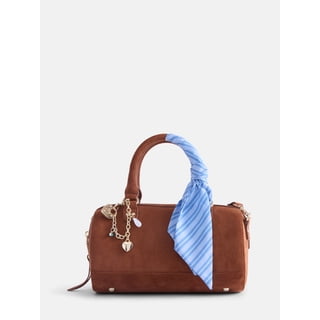 Madden NYC Women's Small Top Zip Faux Suede Handbag, Cognac